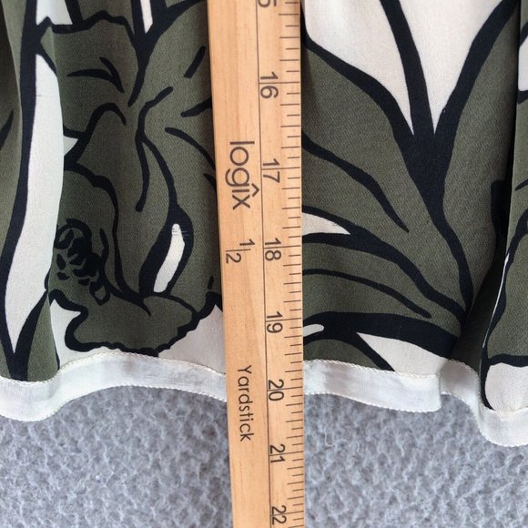 BCBGMAXAZRIA Skirt Womens 4 Green Floral Silk Kailin Pleated Knee A Line Pocket - Picture 7 of 11